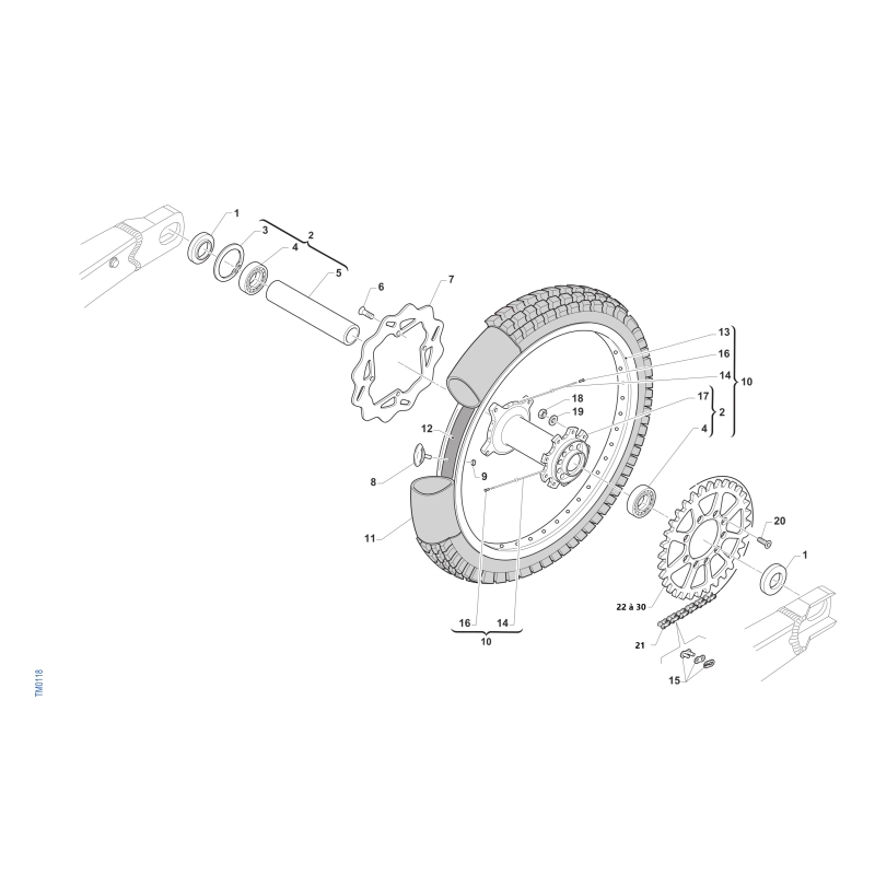 ROUE ARRIERE 16 POUCES pour TM 85 MX JUNIOR 2T 2026