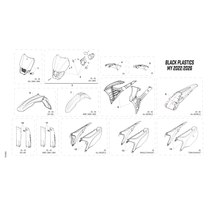 PLASTIQUES NOIRS TM 450 SMR FI 4T 2025